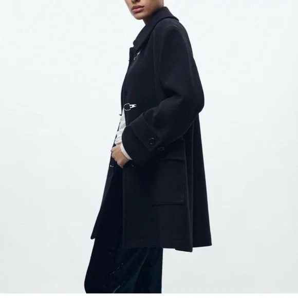NEW Zara manteco wool toggle coat